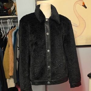 Madison Ave Collection By Dennis Basso Black Dress Bomber Coat Medium